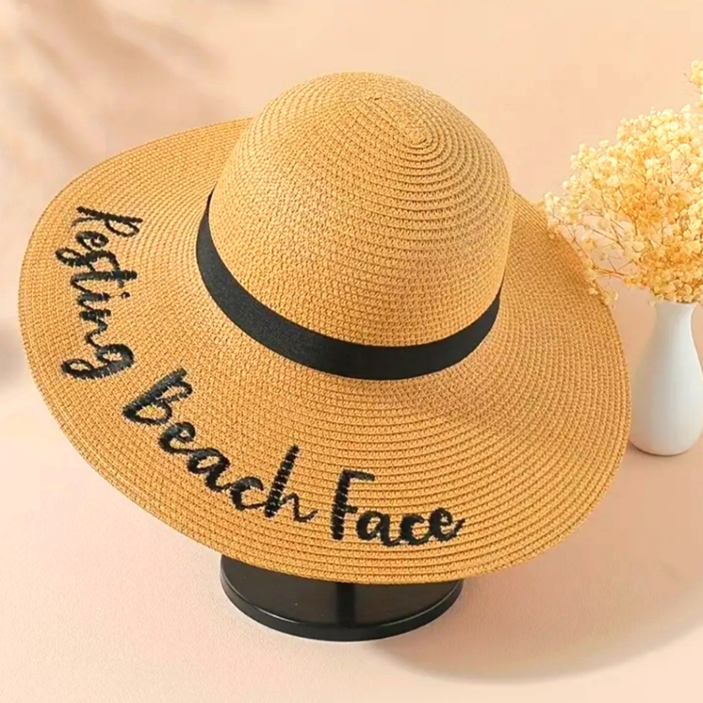 Resting Beach Face Straw Hat